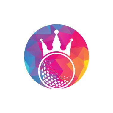 King golf vektör logosu tasarımı. Taç vektör simgesi ile golf topu.