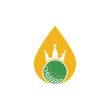 King golf düşüşü konsept vektör logosu tasarımı. Taç vektör simgesi ile golf topu.