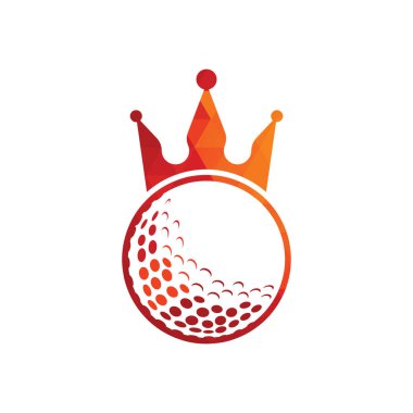 King golf vektör logosu tasarımı. Taç vektör simgesi ile golf topu.