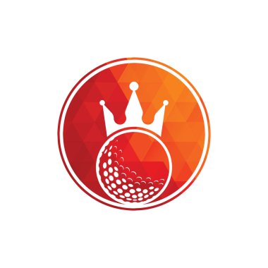 King golf vektör logosu tasarımı. Taç vektör simgesi ile golf topu.