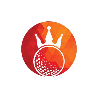 King golf vektör logosu tasarımı. Taç vektör simgesi ile golf topu.