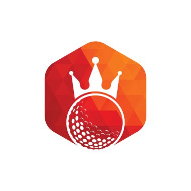 King golf vektör logosu tasarımı. Taç vektör simgesi ile golf topu.