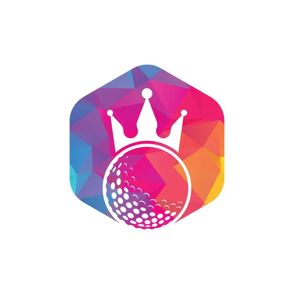 King Golf Vector Logo Ontwerp Golfbal Met Kroon Vector Icoon — Stockvector