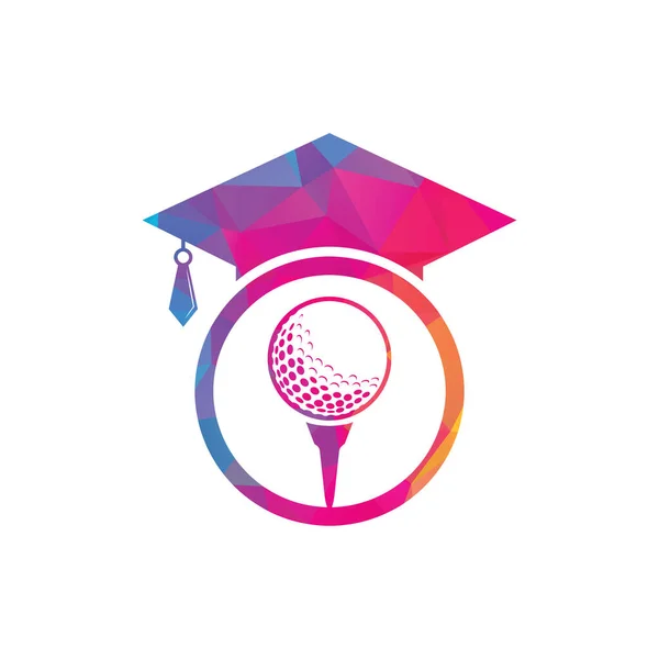 Afstuderen Hoed Golfbal Logo Ontwerp Golf School Icon Logo Design — Stockvector