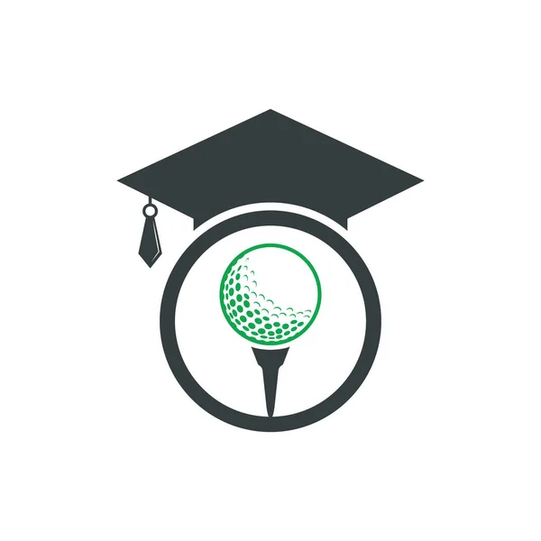 Végzős Kalap Golflabda Logó Design Golf School Icon Logo Design — Stock Vector
