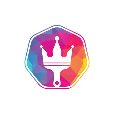 Kral boyası vektör logosu tasarımı. Taç ve boya fırçası simgesi.