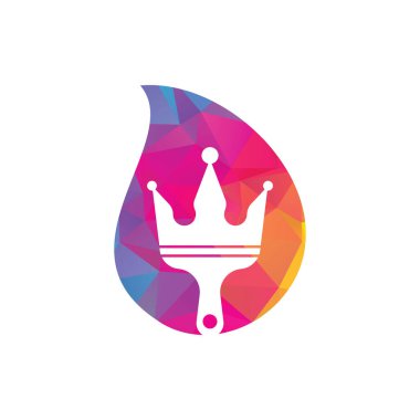 Kral boyası ve konsept vektör logosu tasarımı. Taç ve boya fırçası simgesi.