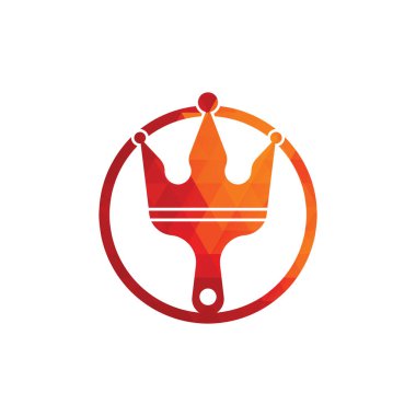 Kral boyası vektör logosu tasarımı. Taç ve boya fırçası simgesi.