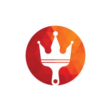 Kral boyası vektör logosu tasarımı. Taç ve boya fırçası simgesi.