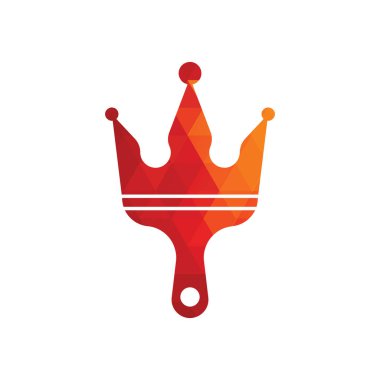 Kral boyası vektör logosu tasarımı. Taç ve boya fırçası simgesi.
