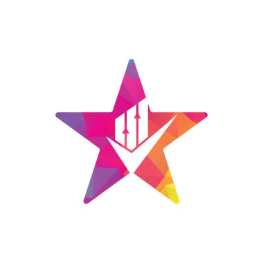 Finans yıldızı şekli logo simgesi vektörünü kontrol et. Grafik ve grafik logosunu işaretle.