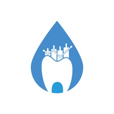 Diş finansmanı damla şekli konsept logosu. Dişçi istatistik vektör logo tasarım şablonu.