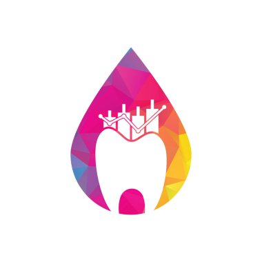 Diş finansmanı damla şekli konsept logosu. Dişçi istatistik vektör logo tasarım şablonu.