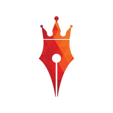 Kral kalem vektör logosu tasarımı. Kraliyet Kalemi Taç Logo tasarım şablonu.