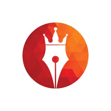 Kral kalem vektör logosu tasarımı. Kraliyet Kalemi Taç Logo tasarım şablonu.