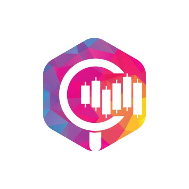 Finans logosu tasarım vektör simgesini ara. Grafik ve büyütecin vektör logosu kombinasyonu.