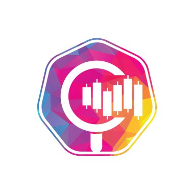 Finans logosu tasarım vektör simgesini ara. Grafik ve büyütecin vektör logosu kombinasyonu.