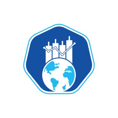 Dünya finans logosu tasarımı. Dünya İstatistikleri vektör logo tasarım şablonu.