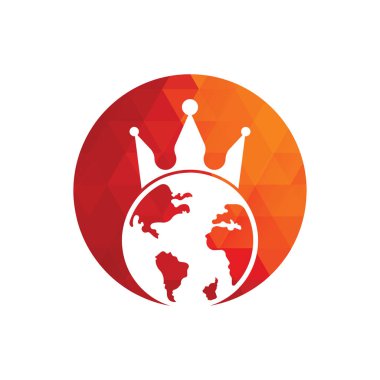 Kral Gezegen Vektör Logosu Tasarımı. Dünya Kralı Logo Simgesi Tasarımı.
