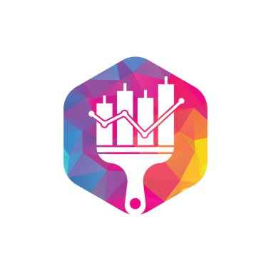 Finans logosu tasarım vektörünü boya. İstatistikler vektör logo tasarım şablonunu boyar. Finans ve muhasebe logosu tasarımı kavramı.