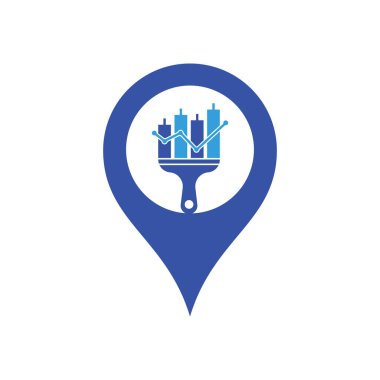 GPS şekilli konsept logo tasarım vektörünü boya. İstatistikler boyalı vektör logo tasarım şablonu.