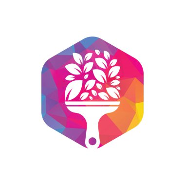 Yaprak logo ikonu vektörünü boya. Bitki fırçası vektör logosu boyası. Bahçe vektör logosu konseptini yenile.