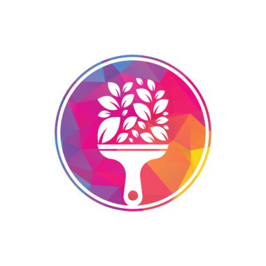 Yaprak logo ikonu vektörünü boya. Bitki fırçası vektör logosu boyası. Bahçe vektör logosu konseptini yenile.