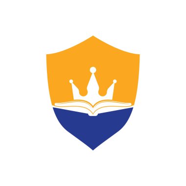 King Book vektör logo şablonu tasarımı. Vektör defteri ve taç logosu kavramı.