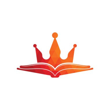 King Book vektör logo şablonu tasarımı. Vektör defteri ve taç logosu kavramı.