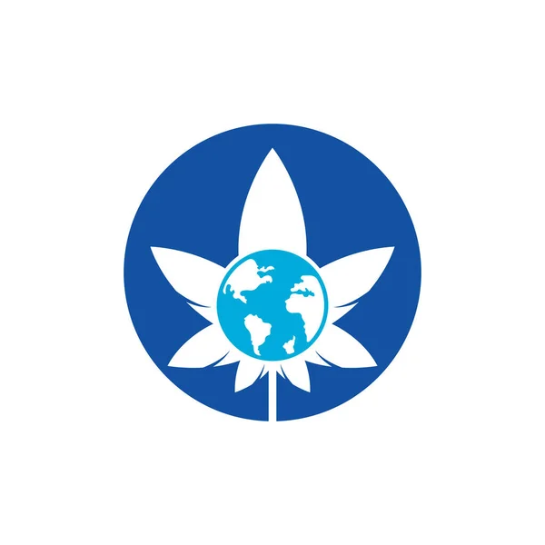 Dünya Kenevir Vektör Logosu Simgesi Esrar Şirketi Için Esrar Dünya — Stok Vektör
