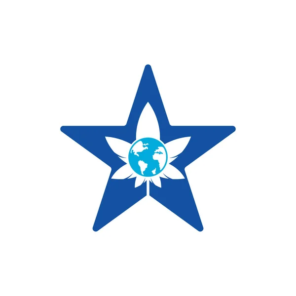 Dünya Kenevir Yıldızı Şekil Vektör Logo Simgesi Esrar Şirketi Için — Stok Vektör