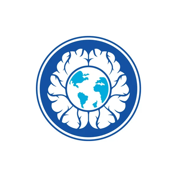 Modello Logo Vettoriale Del Cervello Mondiale Smart Mondo Logo Simbolo — Vettoriale Stock