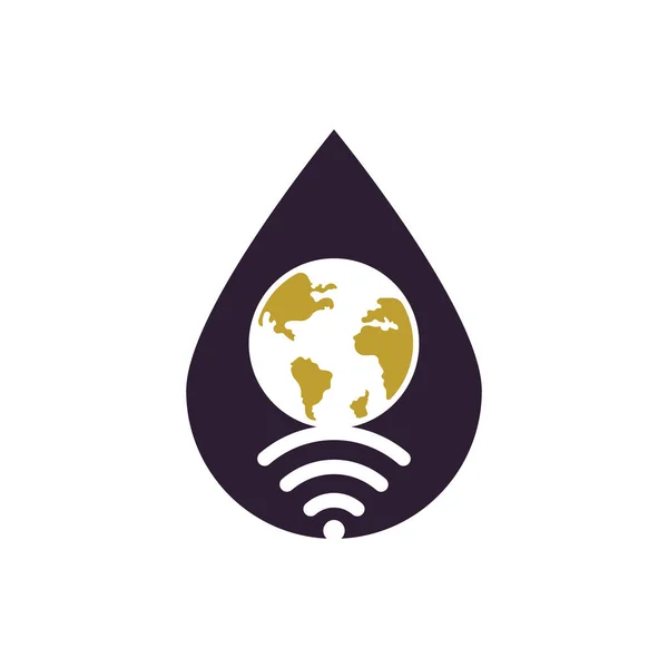 Globe Wifi Drop Shape Concept Logo Design Icon Vorlage Für — Stockvektor