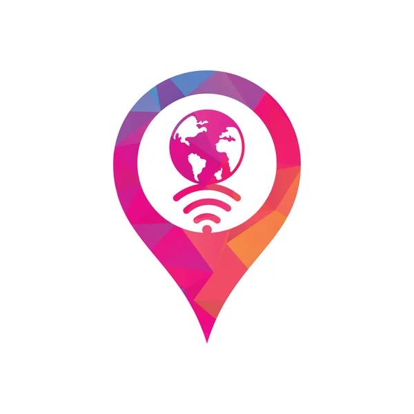 Globe Wifi Gps Σχήμα Έννοια Λογότυπο Εικονίδιο Σχεδιασμού Πρότυπο Λογότυπου — Διανυσματικό Αρχείο