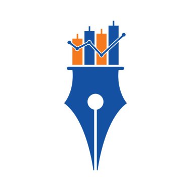 Kalem finansmanı logo tasarımı vektörü. kalem grafiği veya finansal eğitim vektör logo şablonu.