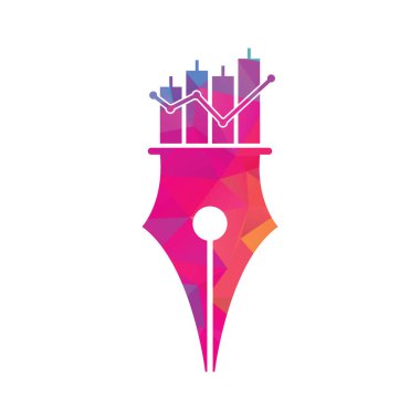 Kalem finansmanı logo tasarımı vektörü. kalem grafiği veya finansal eğitim vektör logo şablonu.