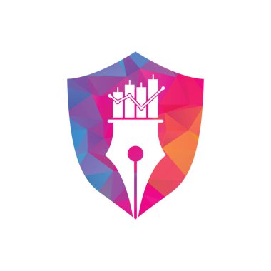 Kalem finansmanı logo tasarımı vektörü. kalem grafiği veya finansal eğitim vektör logo şablonu.