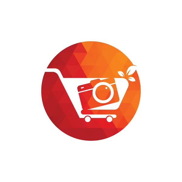 Icône Vectorielle Camera Shop Logo Panier Achat Avec Modèle Conception — Image vectorielle