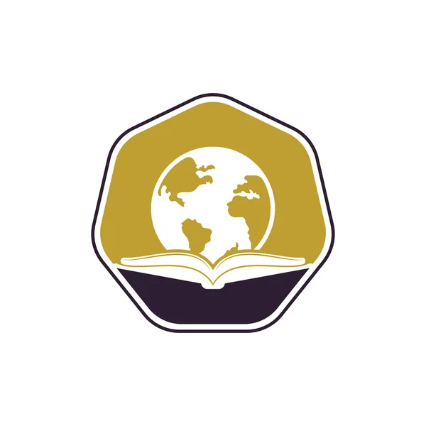 Buch Bildung Logo Icon Vektor Bildungsglobus Logo Globus Mit Ikonen — Stockvektor