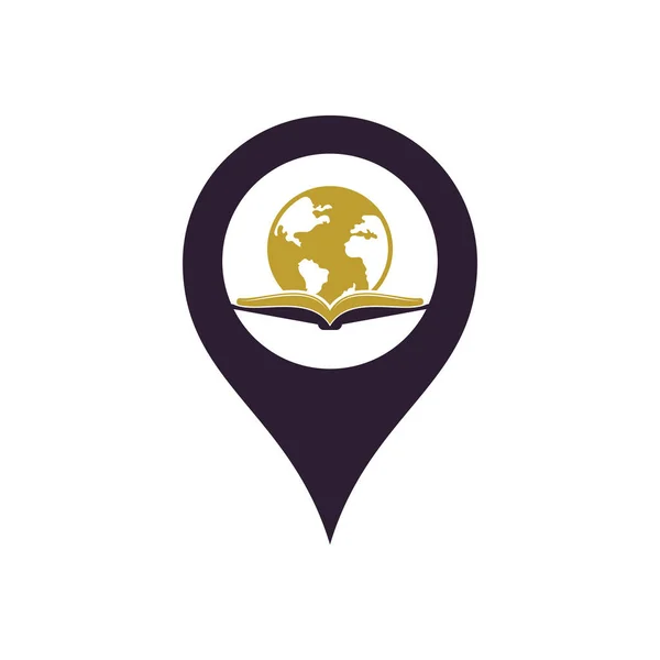 Mundo Livro Gps Forma Conceito Logotipo Vetor Design Logotipo Mundo —  Vetores de Stock