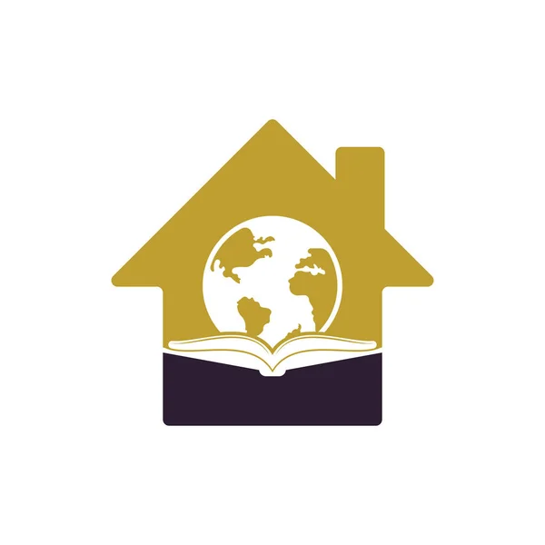 Dünya Kitabı Şekli Konsept Logo Tasarım Vektörü Eğitim Dünyası Logosu — Stok Vektör