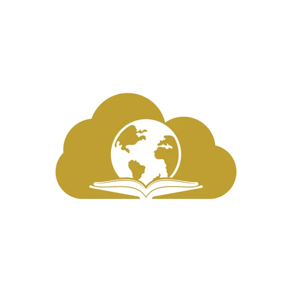 Livro Mundo Conceito Forma Nuvem Vetor Design Logotipo Logotipo Mundo —  Vetores de Stock