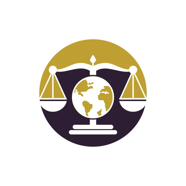 Dünya Hukuku Logo Vektör Simgesi Dünya Simgesi Tasarımında Ölçeklendirir — Stok Vektör