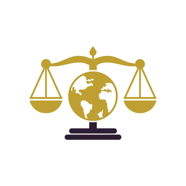 环球法律标志矢量图标 全球图标设计中的刻度 — 图库矢量图片