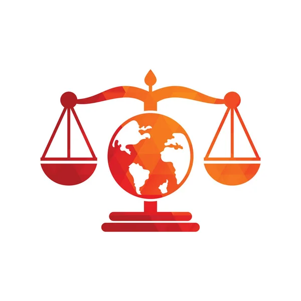 Globe Law Logo Vector Icon Scales Globe Icon Design — Stock Vector