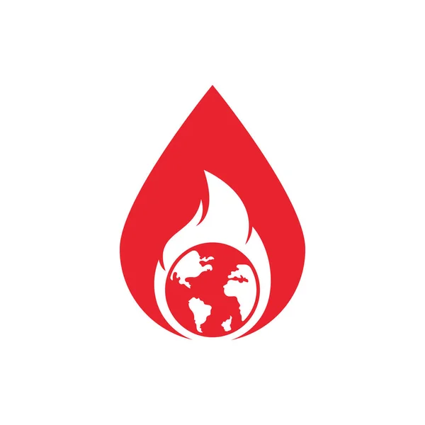 Fire Planet Upuść Kształt Koncepcji Wektor Szablon Projektu Logo Projekt — Wektor stockowy