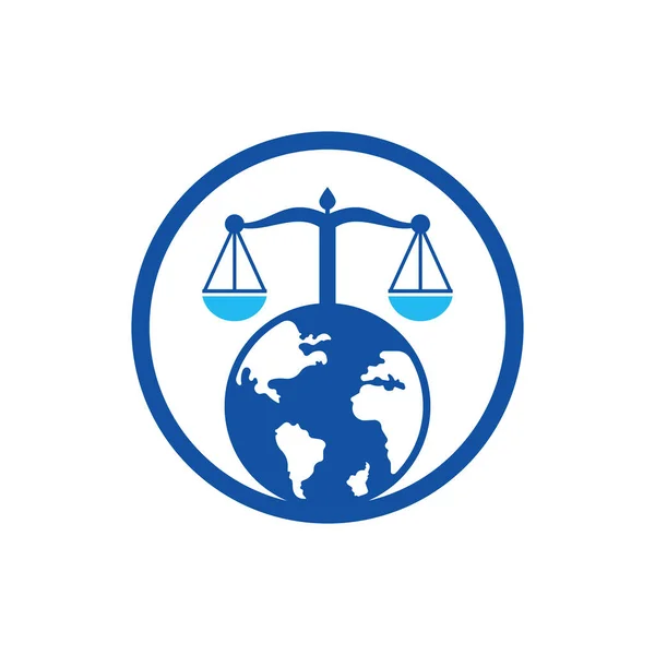 Waagen Und Weltsymbol Oder Symbol Einzigartige Designvorlage Für Gesetz Und — Stockvektor