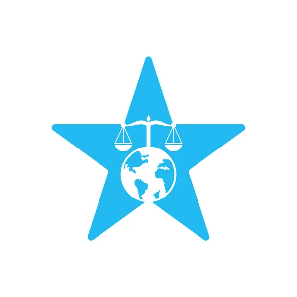 Lag Och Glob Stjärna Form Koncept Logotyp Design Mall Vågar — Stock vektor