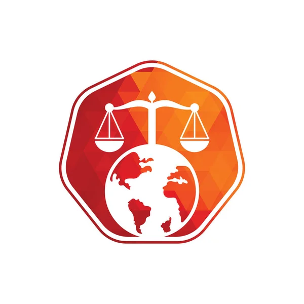 Scales World Symbol Icon Unique Law Globe Logotype Design Template — Stock Vector