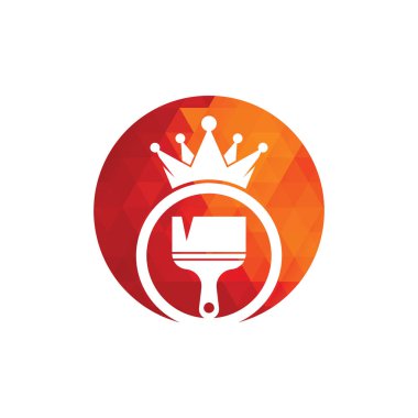 Kral boyası vektör logosu tasarımı. Taç ve boya fırçası simgesi.